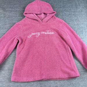 Juicy Couture Kids Embroidered Pink Sherpa Fleece Hoodie‎ Very Warm Size 6X